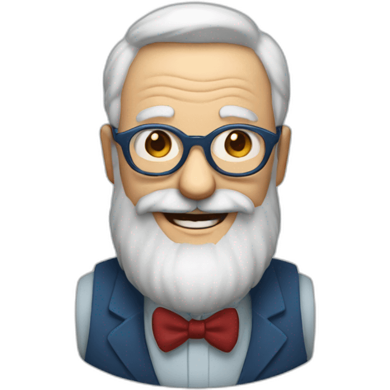 old man with red hair, blue glasses, long beard and moustache and a big smile emoji