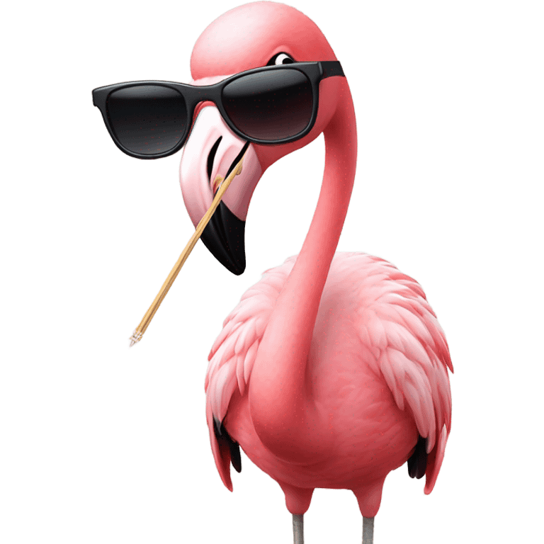 flamingo with a toothpick and sunglasses emoji