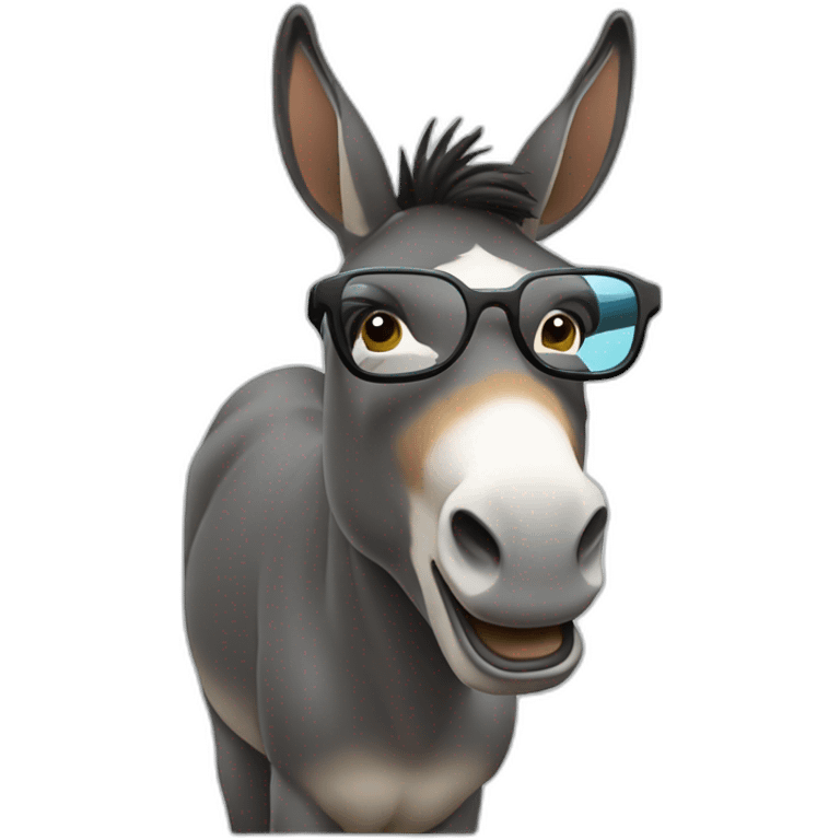 Un burro con gafas hablando por teléfono  emoji