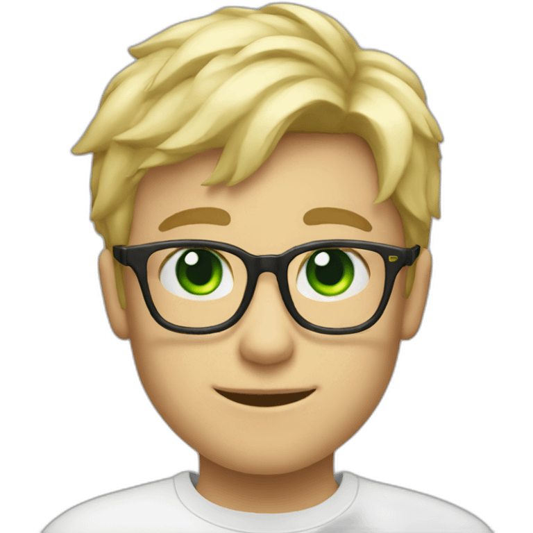 Blondie Boy with glasses and green eyes wink emoji