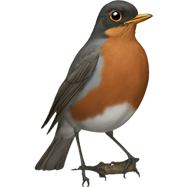 american robin with worm emoji