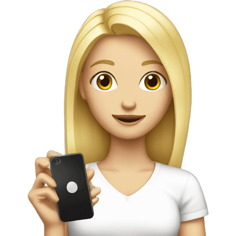 blonde girl with cell phone emoji