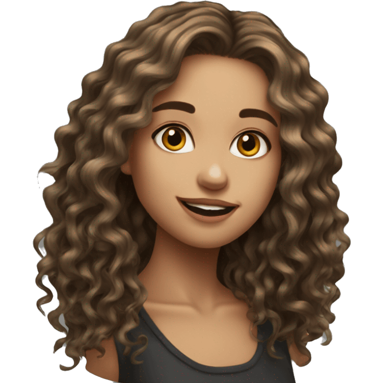 Wavy hair cute model girl long hair emoji