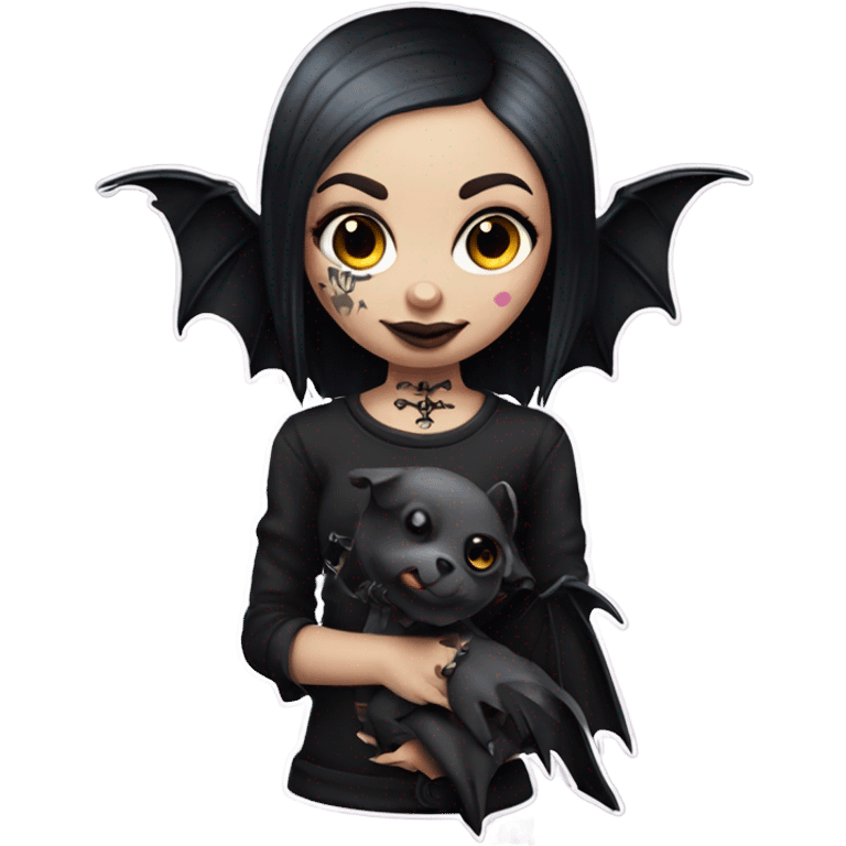 tattoo goth girl with pet bat emoji