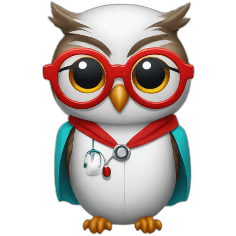 owl with red glasses and doctor's gown emoji