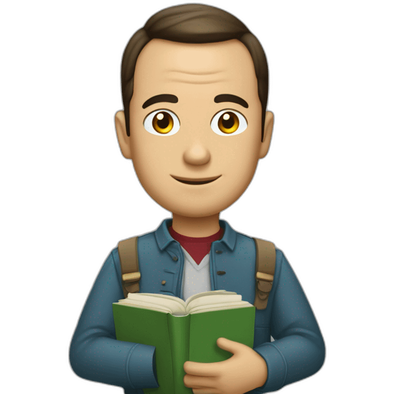 chico historiador con libros tipo sheldon cooper emoji