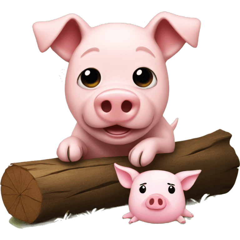 dog and pig sat on a log emoji