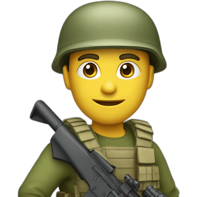 soldier pointed with his rifle to the camera emoji