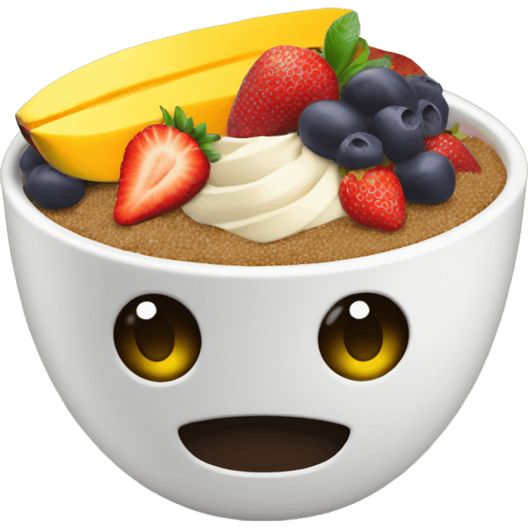 Acai Bowl with mango and strawberry on top  emoji