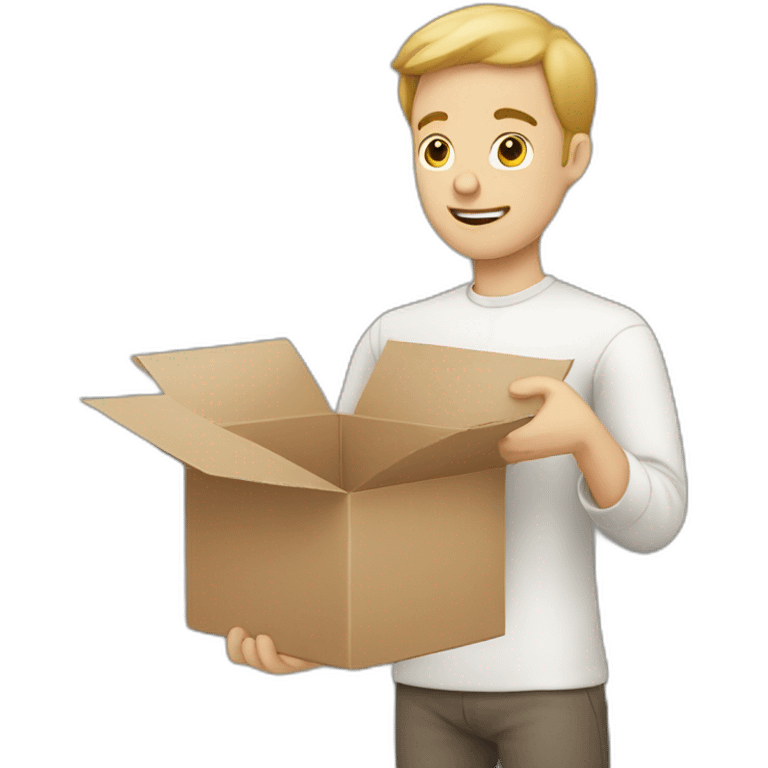 Pale skined Man with box into the hands emoji