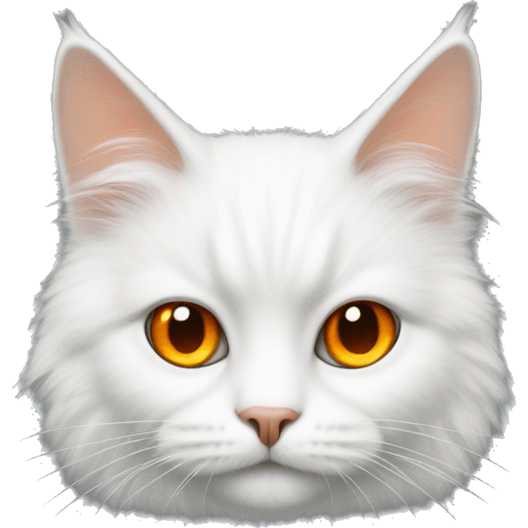 white fluffy cat with orange eyes emoji