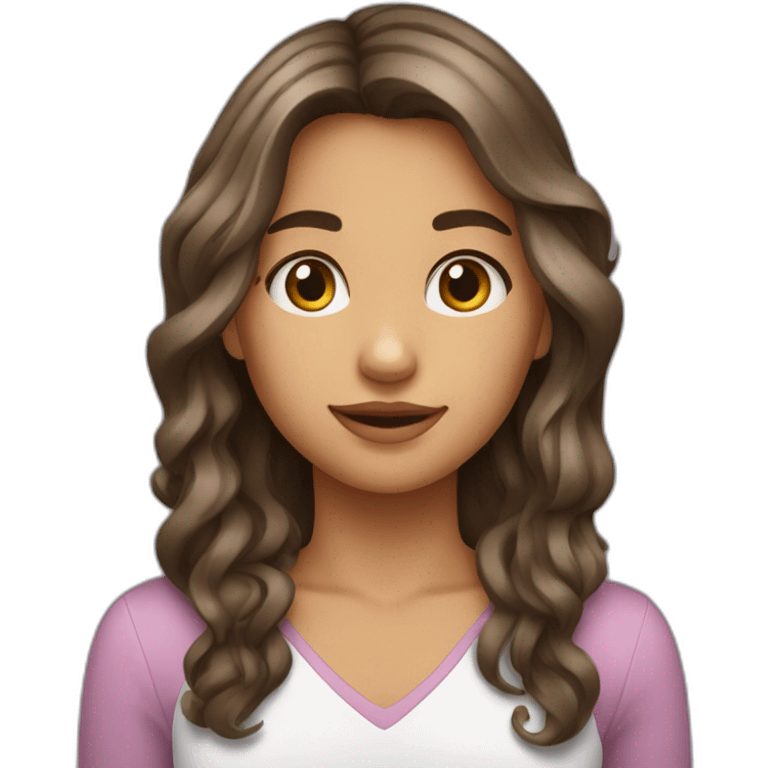 Une jeune fille avec des cheveux longs brunes emoji