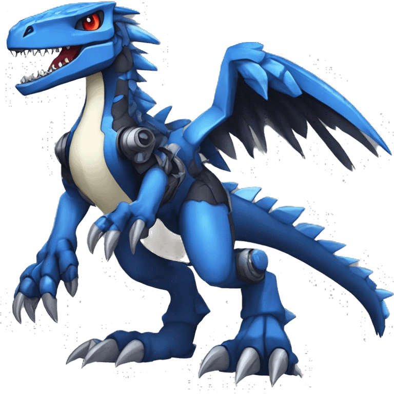  Cool Edgy Black Blue Digimon-Fakemon-Guilmon-Velociraptor-Dragon-Mecha full body emoji