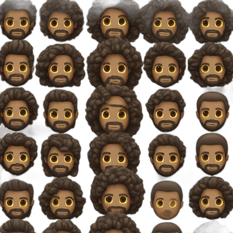 disco hair, brown skin, beard emoji