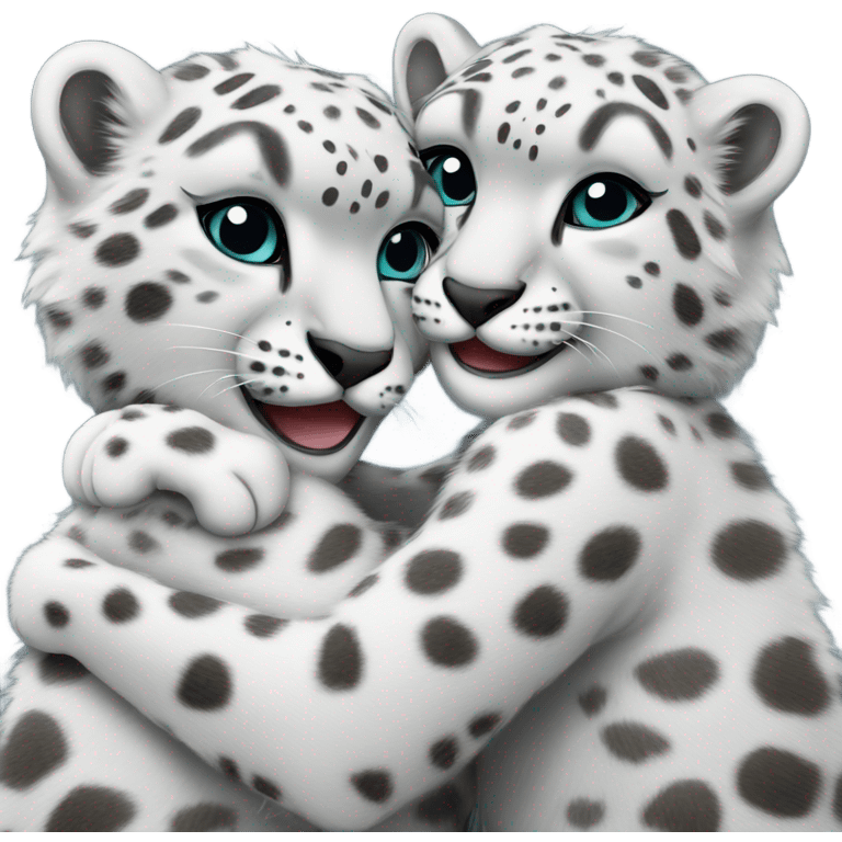 Two snow leopards hugging emoji