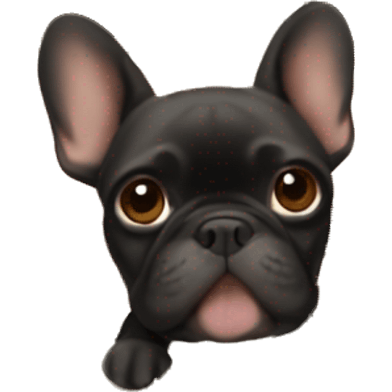 Brown long-haired Woman holding fawn French bulldog emoji