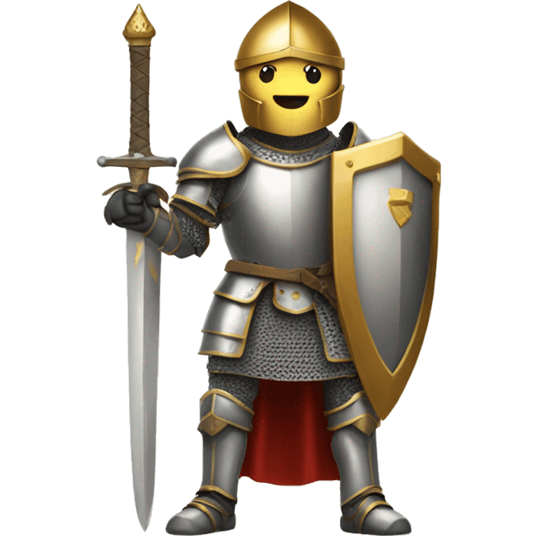 A knight with armor sheild and holding golden sword emoji