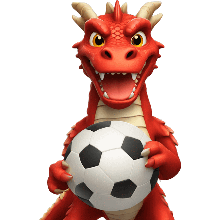 red dragon with white football ball emoji