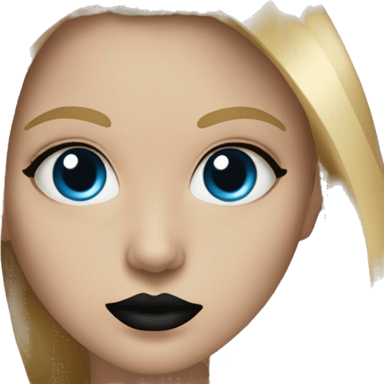 Girl with piercing blue eyes with black lip ring and gold nose ring emoji