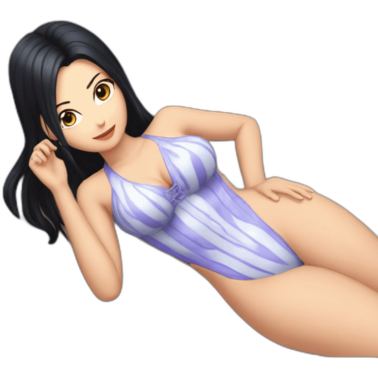 nico robin full body pawg small swimsuit lying down from back emoji