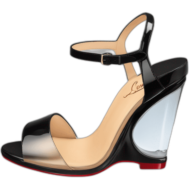 WEDGE heel LOUBOUTIN black leather PATENT emoji