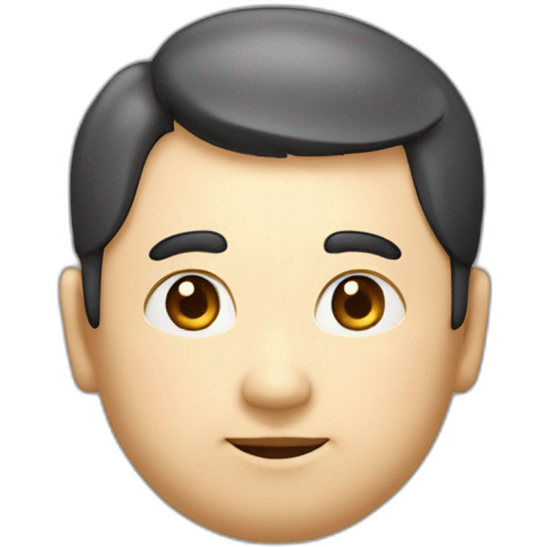 Fat round face, slightly droopy with narrow eyes and eyebrows, thick lips, big head, smiling with a pencil, cute Japanese uncle. emoji