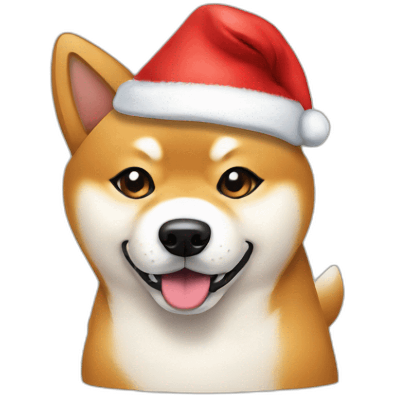 shiba inu wearing santa hat emoji