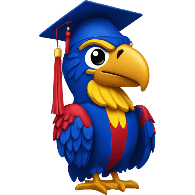 kansas jayhawk logo with grad cap emoji