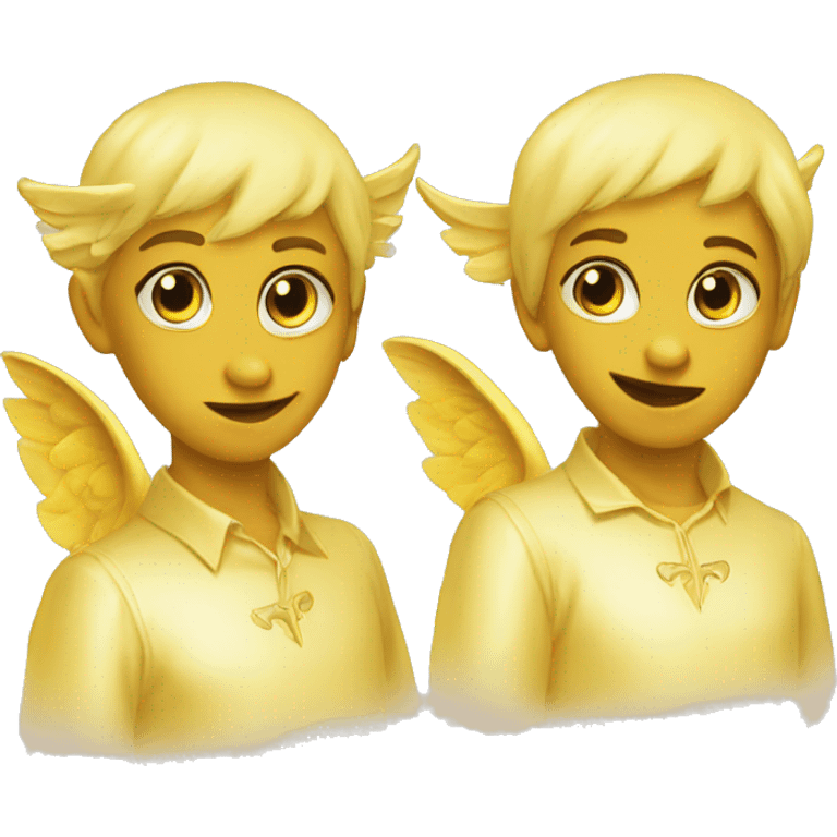 Yellow Gemini angel and devil twins  emoji