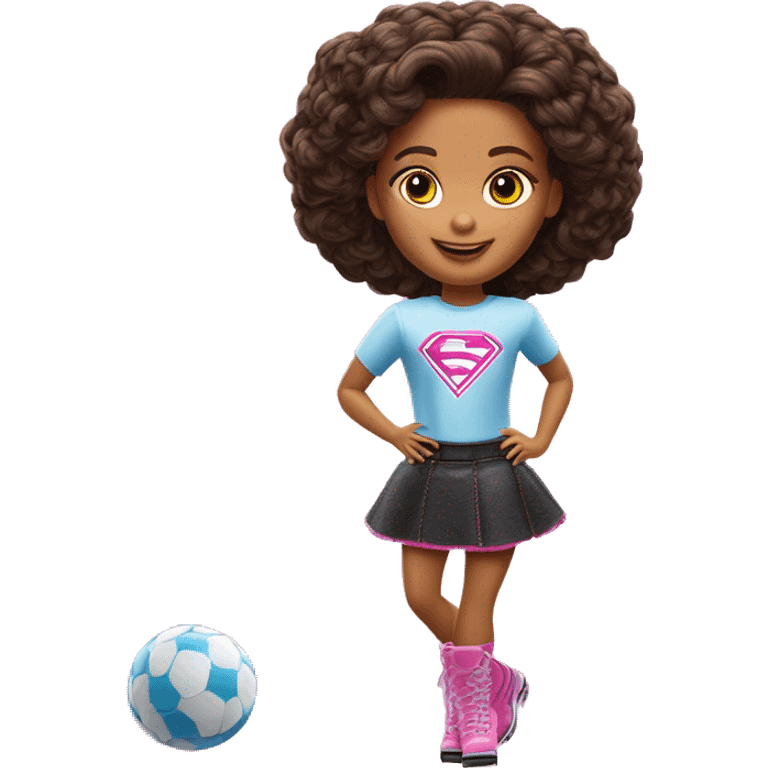 quiero que me crees un emoji de esta descripcion: Chica vestida de Barbie patinadora ( de la pelicula del 2023), bebiendo chupitos o en su defecto una copa emoji