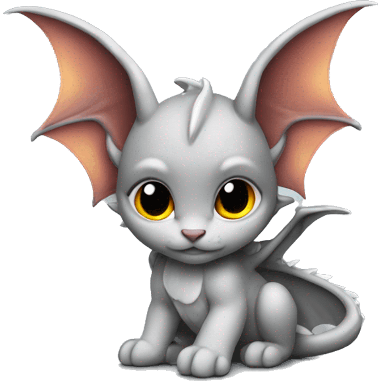  dragon wings on tiny light grey kitten emoji