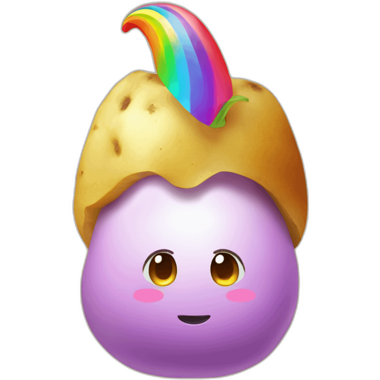 potato with unicorn head, rainbow emoji