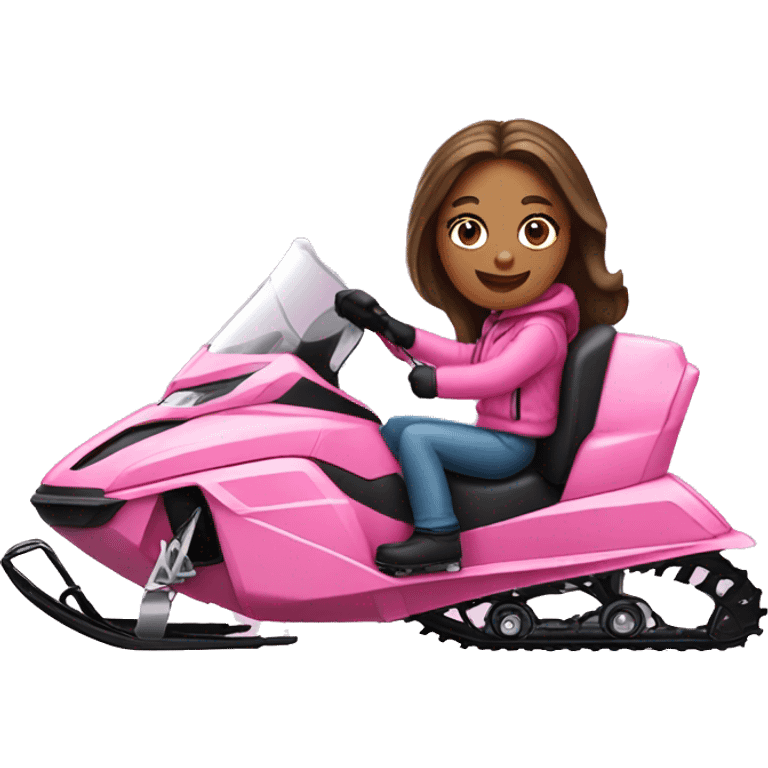 Girl sitting on a pink snowmobile emoji