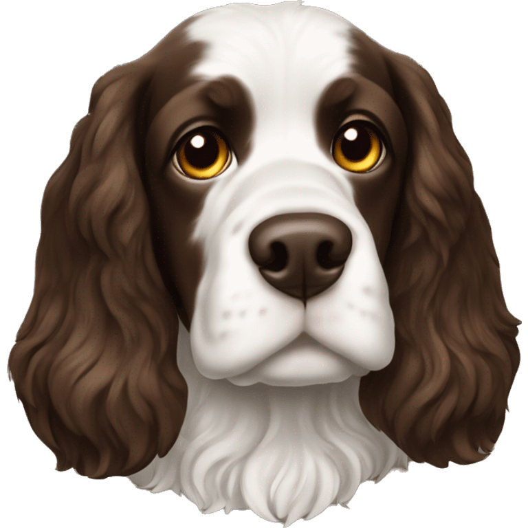 sproker spaniel dark brown and white  emoji