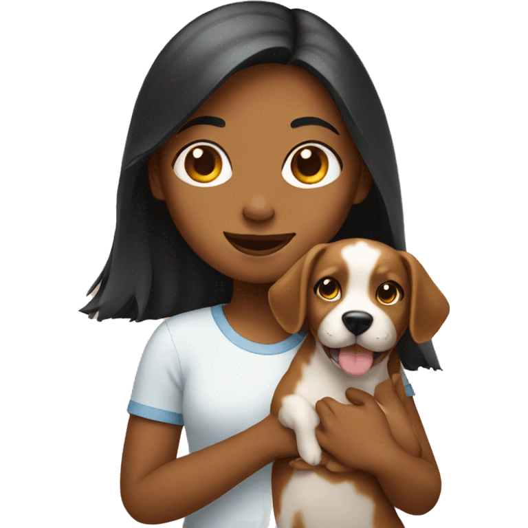 girl holding dog emoji