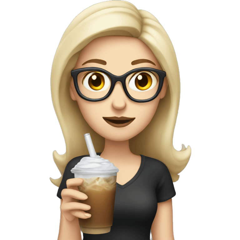 white girl smoking and holding an iced coffee emoji