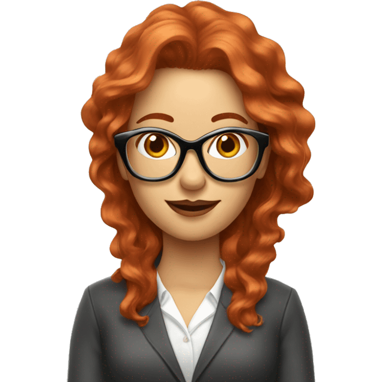 Wavy red haired women with big golden glasses Homeoffice    emoji