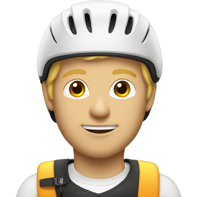 Blond white man with bike helmet on emoji