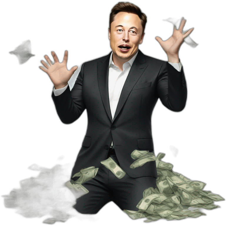 elon musk throwing away money emoji