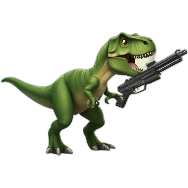 T-rex with a gun emoji