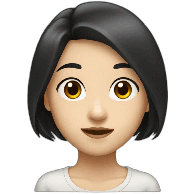 short asian girl with black hair student emoji