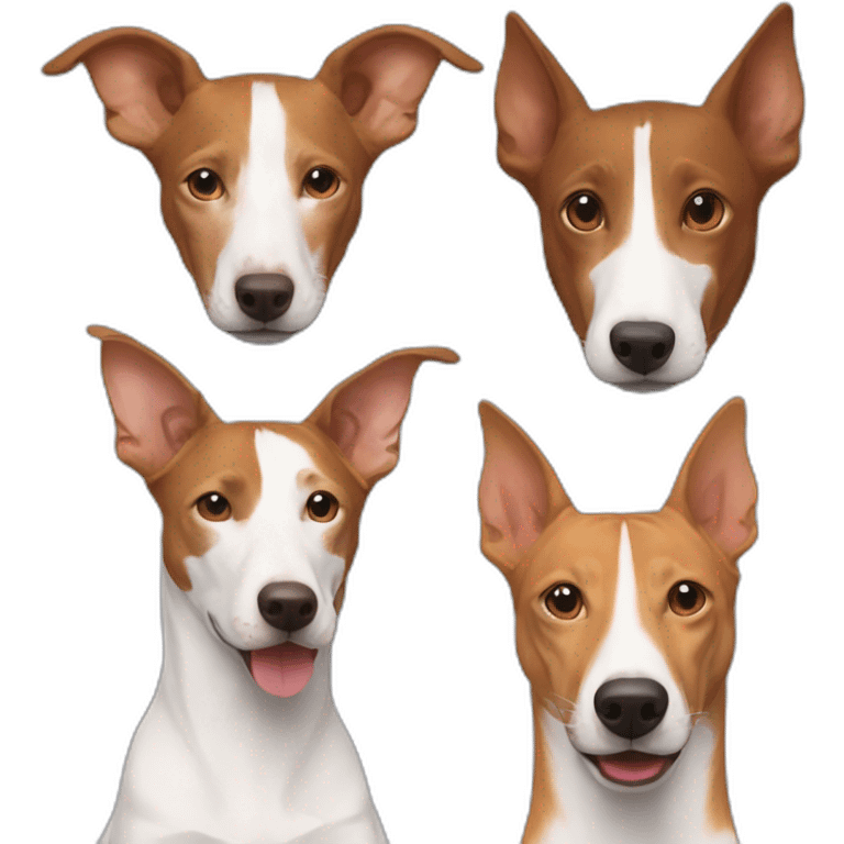 Pareja gay, one white, other brown with a podenco dog emoji