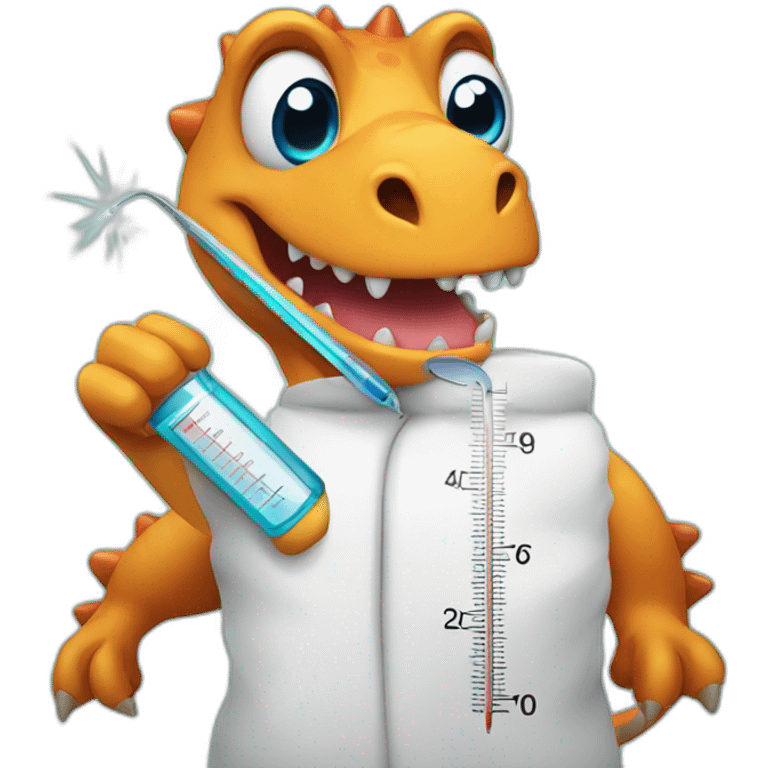 fever dinosaur with thermometer emoji