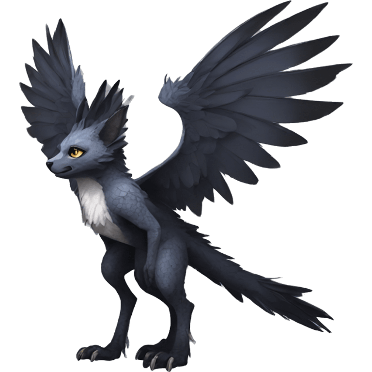 Anthro cool edgy Trico winged animal hybrid full body emoji