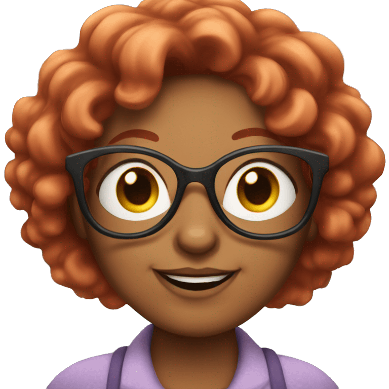 Grandma emoji but with cat eye glasses and red wavy hair emoji