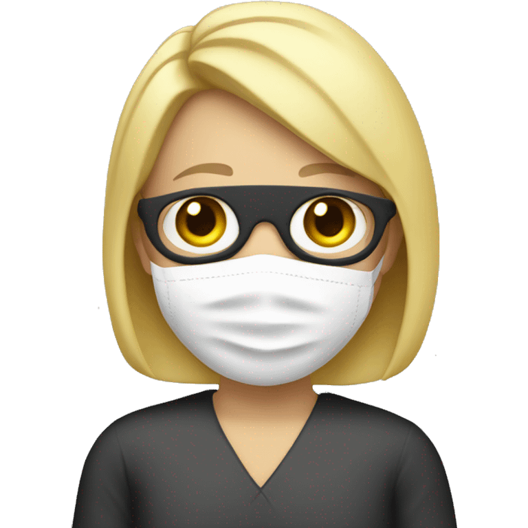 teacher with blonde bob wearing a sick mask emoji