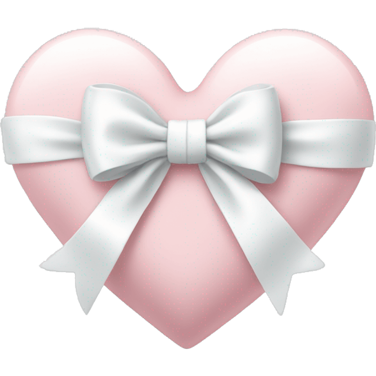 Pale pink heart with white ribbon bow emoji