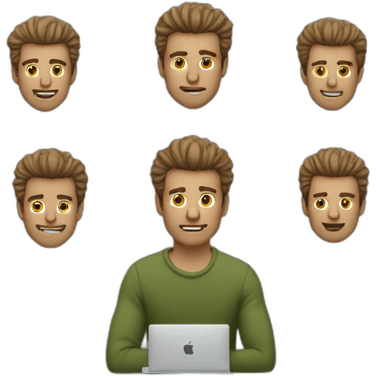 Head hair men with pullover and macbook emoji