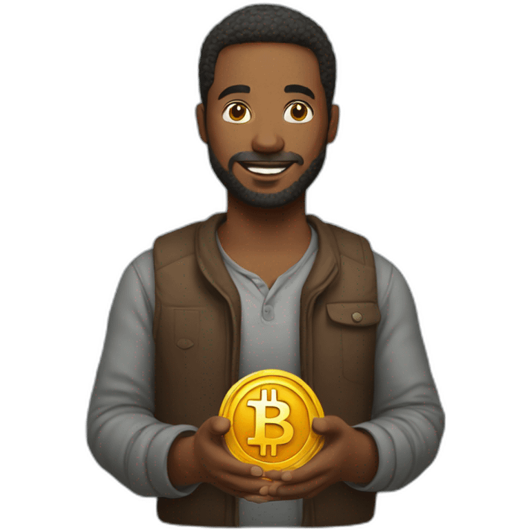 man holding bitcoin emoji