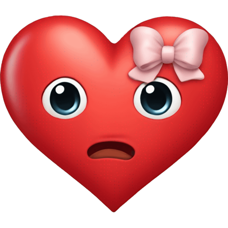 Cute red heart with bow wrapped around  emoji